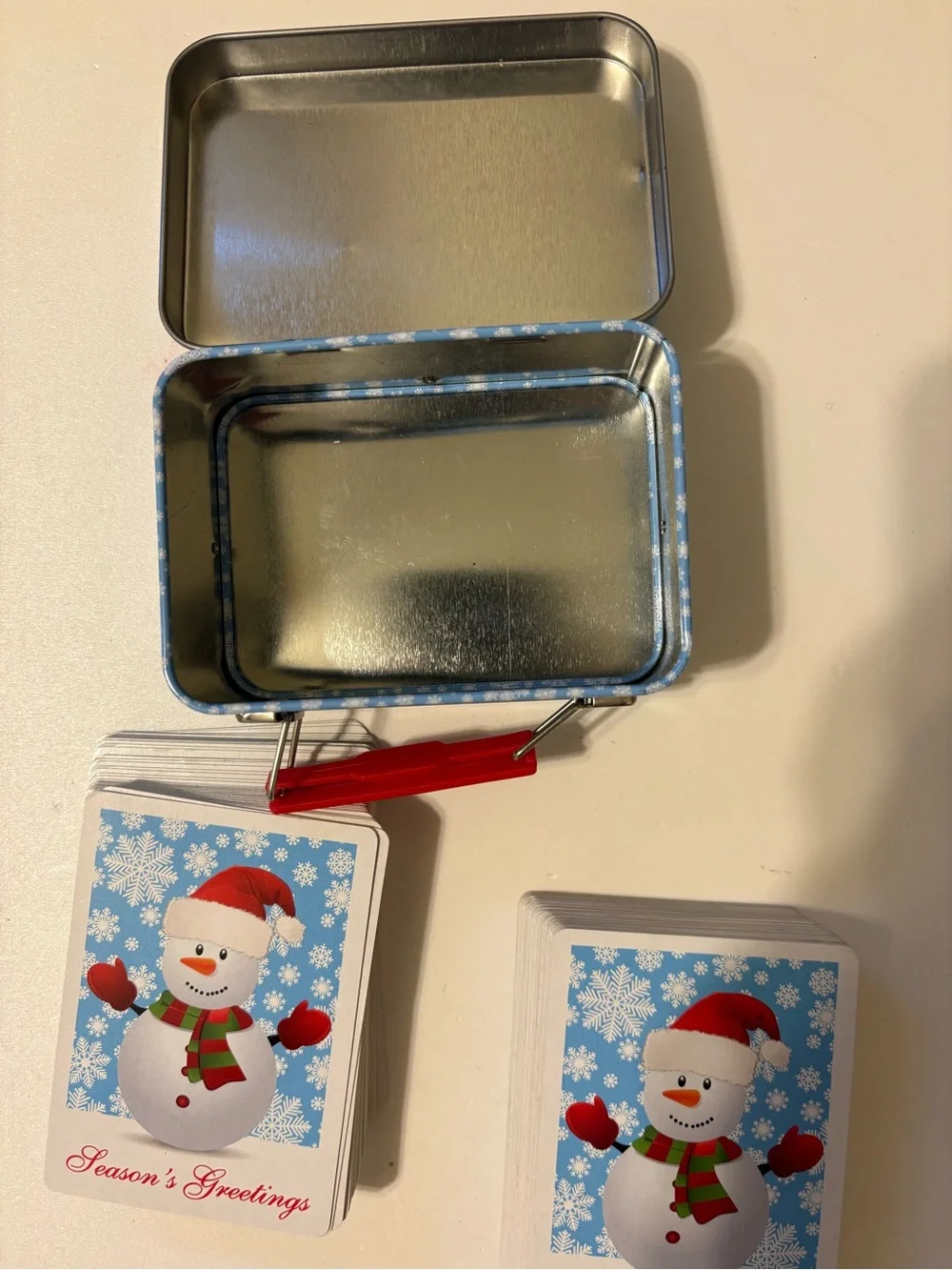 Holiday Snowman Playing Card and Tin Set - Two decks no Jokers